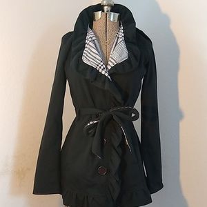 Self-esteem Black Coat, Trench Coat Style